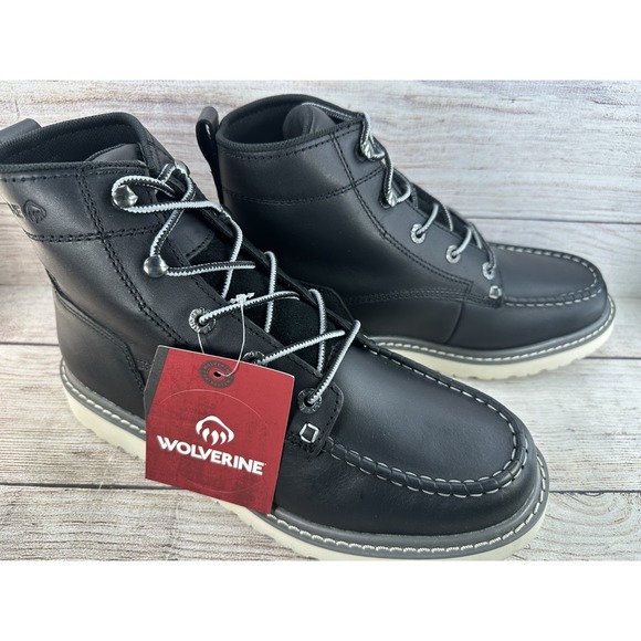 Wolverine Trade Wedge UL Boots Men\'s 7.5 Black Soft Toe Work Boots Leather